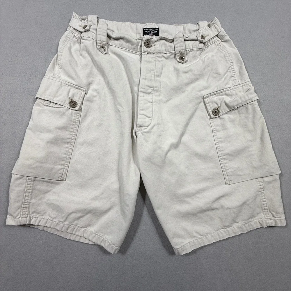 Polo Jeans Co Ralph Lauren Mens Ranger Cargo Shorts Tan Khaki Cotton Size 34